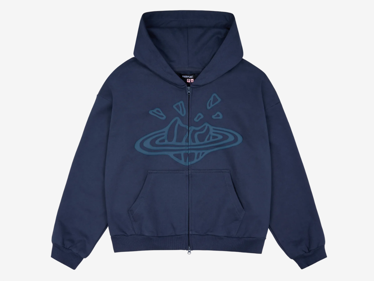 Broken Planet Zip-Up Hoodie Deep Navy