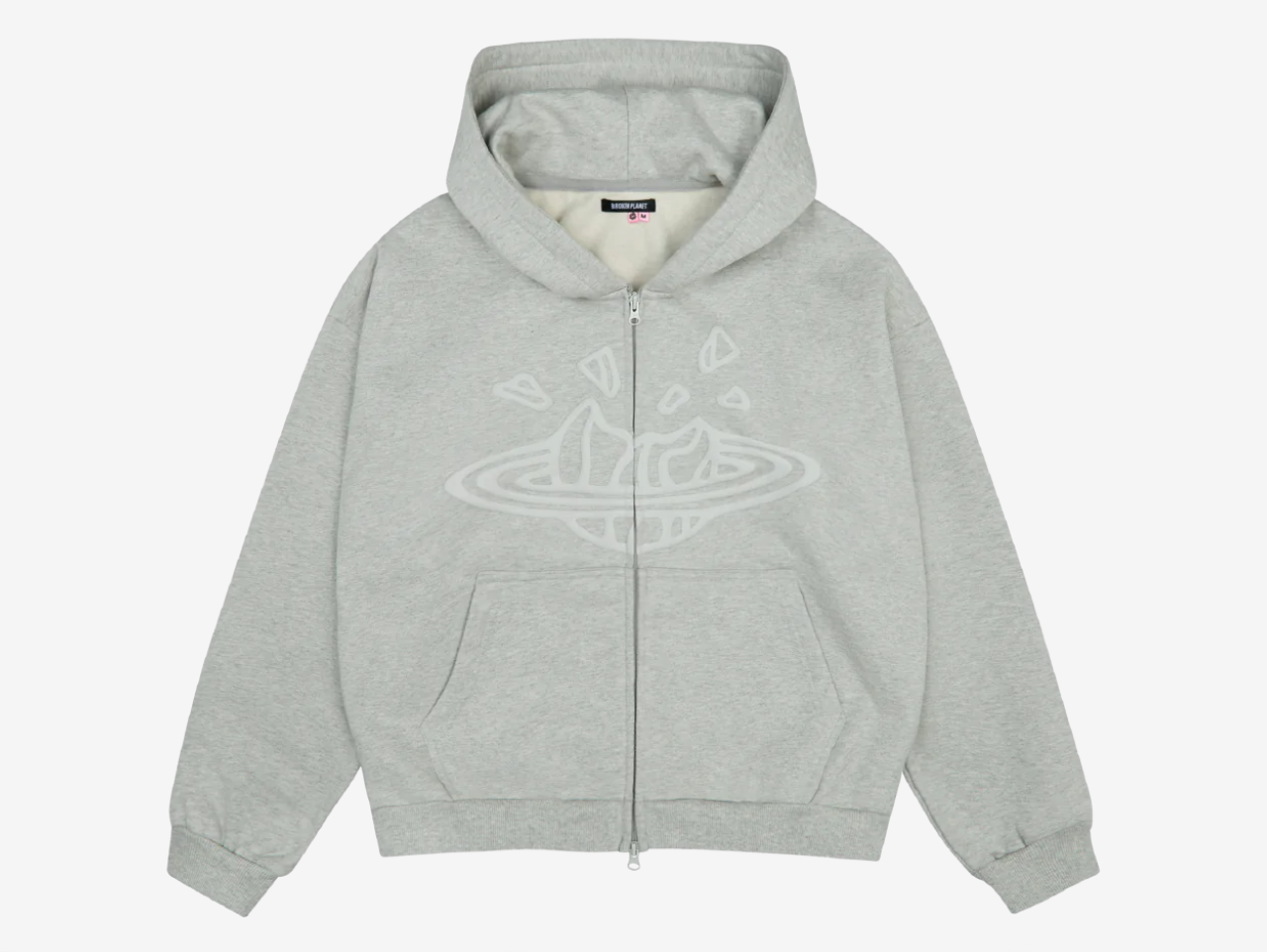 Broken Planet Zip-Up Hoodie Ash Grey