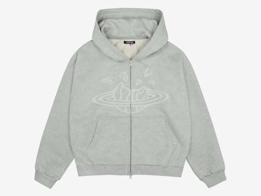 Broken Planet Zip-Up Hoodie Ash Grey