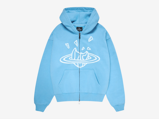 Broken Planet Zip-Up Hoodie Light Blue