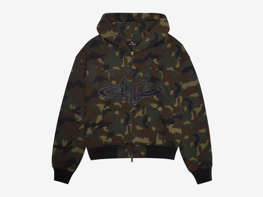 Broken Planet Zip-Up Hoodie Camo Green