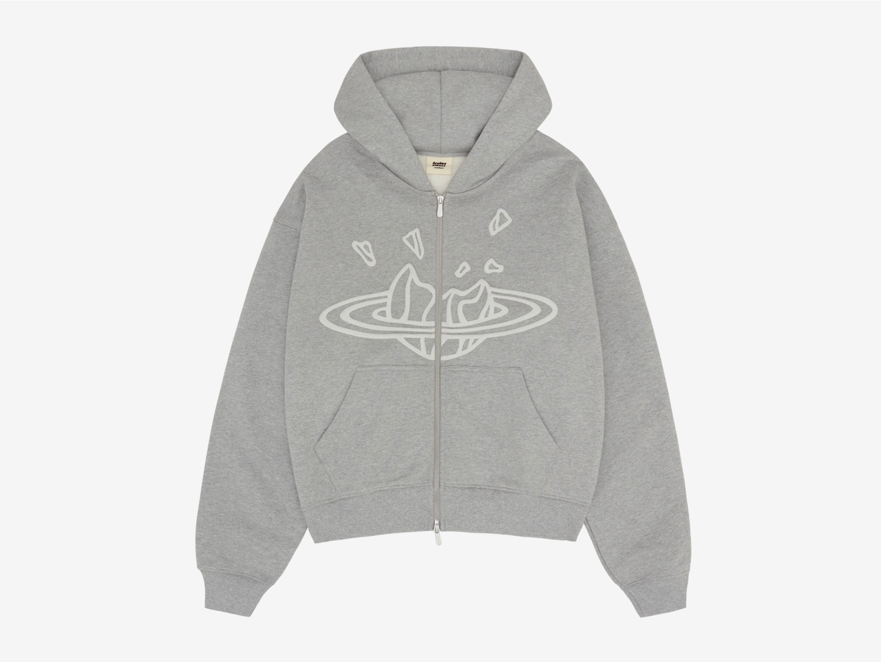 Broken Planet Zip-Up Hoodie Heather Grey