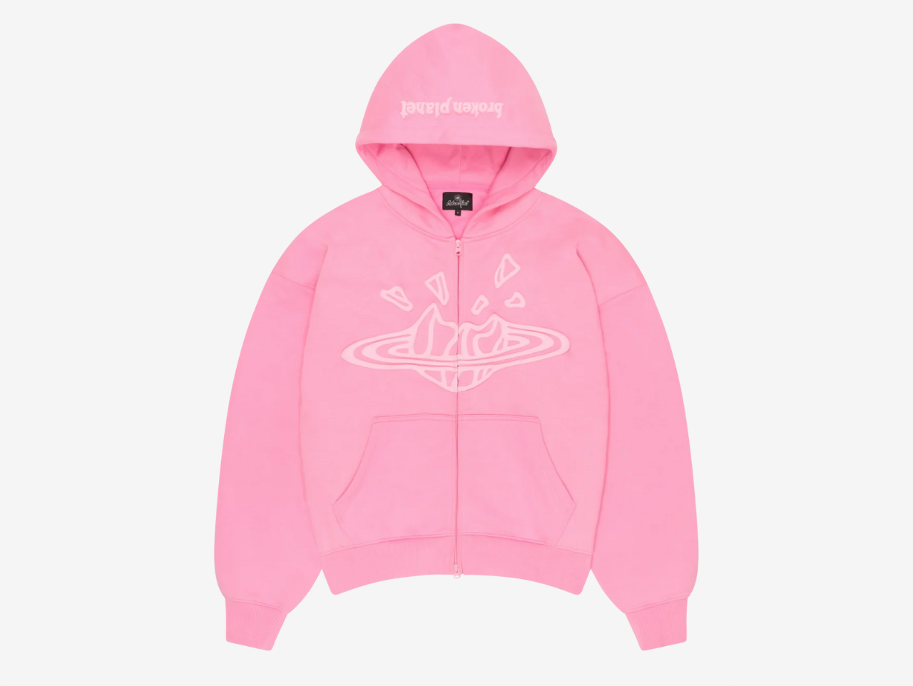 Broken Planet Zip-Up Hoodie Candy Pink