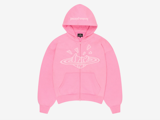 Broken Planet Zip-Up Hoodie Candy Pink
