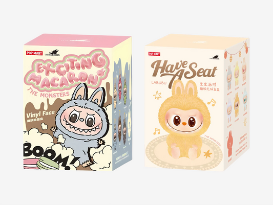 Pop Mart Labubu V1 The Monsters Exciting Macaron & V2 The Monsters Have a Seat Bundle